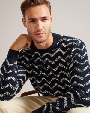 Ted Baker Sesil Men's Sweaters White / Navy | 45968-ZPRU